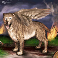 Mythlok - Aralez art Modern painting of the Armenian spirit Aralez