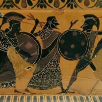 Mythlok - Ares pottery Pottery painting of the Greek god Ares