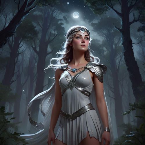 Artemis : Goddess of the Hunt Image of Artemis, the Greek goddess of the hunt and moon.