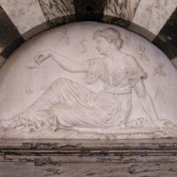 Mythlok - Astraea Carving Carving showing Astraea the Greek goddess