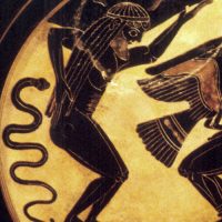 Mythlok - Atlas pottery Ancient painting of the Greek Titan Atlas