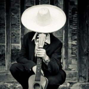 El Sombrerón from Guatemalan folklore — a short, shadowy man with a massive black sombrero