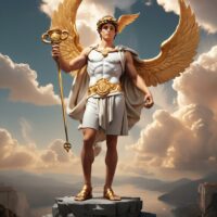 Mythlok - Hermes image of Hermes, the Greek god, standing on Mount Cyllene.