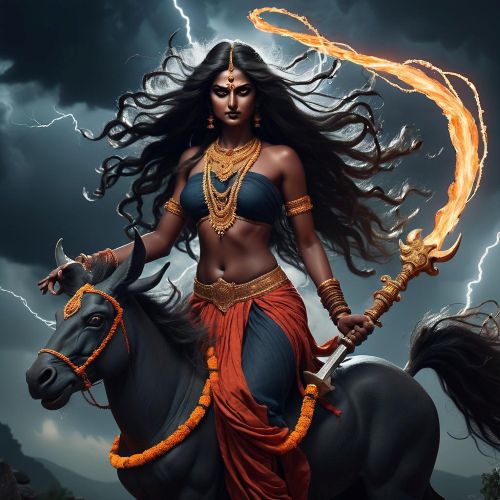 image of Kalaratri, the dark goddess from Indian mythology.