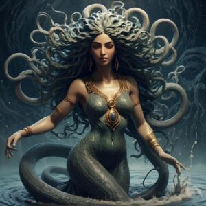 an image of Lahamu, the primordial goddess from Babylonian mythology.