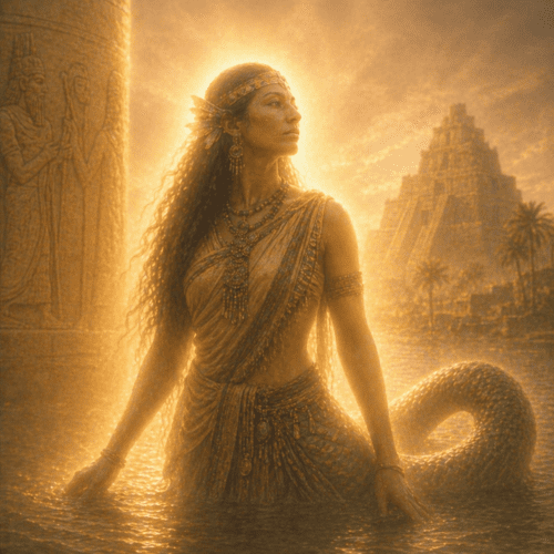 an image of Lahamu, the primordial goddess from Babylonian mythology.