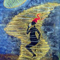 Mythlok - Saci painting Painting of the Brazilian trickster spirit Saci