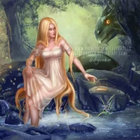 Mythlok - Xana modern Modern painting of the Asturian water spirit Xana