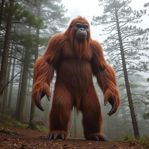 Yeren : The Chinese Bigfoot The Chinese bigfoot Yeren standing in misty forested mountains of Shennongjia, China.