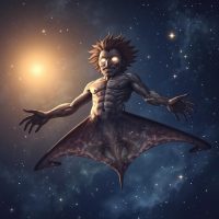 Mythlok - Aluluei Aluluei from Ifaluk mythology: a two-faced male spirit with a human upper body and stingray lower half