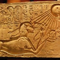 Mythlok - Aten carving A stone carving depicting the Egyptian sun disc Aten