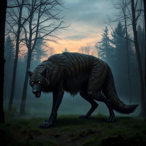 Beast of Gévaudan : The Terror of France the Beast of Gévaudan — a large, wolf-like creature with russet fur, dark stripes, and glowing eyes