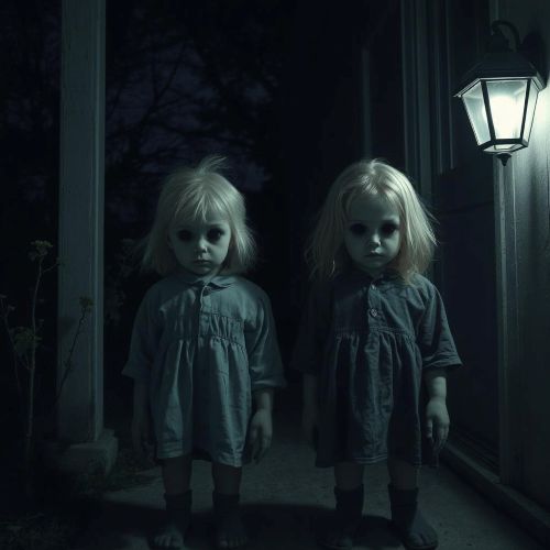 Black-Eyed Children : The Deadly Visitors a night-time scene of the urban legend of the Black Eyed Children