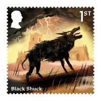 A stamp about the English demon dog Black Shuck