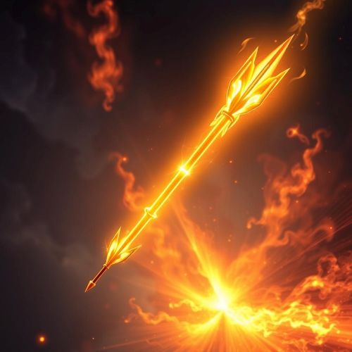 Brahmashirsha Astra, a glowing celestial arrow floating mid-air