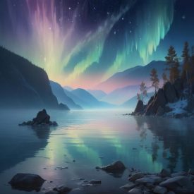 Mythlok - Buryat_ a mystical landscape inspired by Buryat Mythology — depicting the shores of Lake Baikal