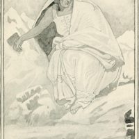 Drawing of the Scottish winter goddess Cailleach Bheur