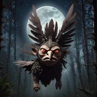 Mythlok - Chonchon The Mapuche beast Chonchon flying on a moonlit night