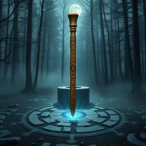 Gambanteinn : The Enigmatic Wand An ancient Norse magical wand known as Gambanteinn, carved from glowing ash wood, inscribed with runes of power