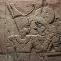 A wall carving of the Egyptian Falcon god Hemen