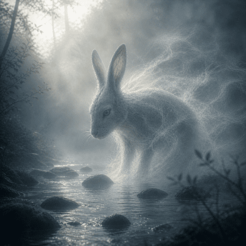 an image of Jiibayaabooz, the Spirit Rabbit from Ojibwe mythology.