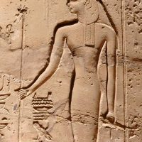 Wall carving of the Egyptian Goddess Mut