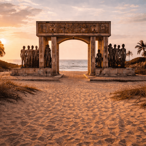 Sunset at the Door of No Return at Ouidah