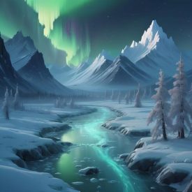 Mythlok - Sakha_ a majestic landscape inspired by Sakha Mythology — a Siberian tundra under a glowing northern sky,