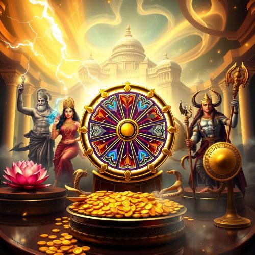 The Mythology of Free-to-Play Casino Games: Spinning the Reels of Fate A mythological-themed casino scene depicting the fusion of ancient gods and modern gaming.