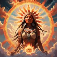 Mythlok - Aba’ Binni’li’ Aba’ Binni’li’, the Chickasaw creator deity, represented as radiant sun above sacred clouds