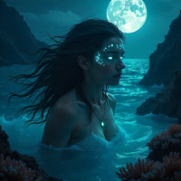 Mythlok - Aiaru Aiaru, the Tahitian goddess of death and fate, emerging from the deep ocean.