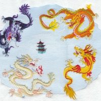 Mythlok - Ao Qin with other dragons Drawing of the Chinese dragon Ao Qin with other dragons