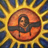 Mythlok - Beaivi art Painting of the Sami sun goddess Beaivi