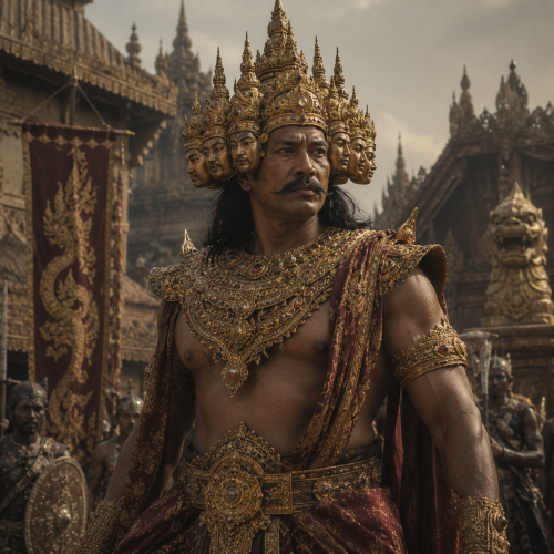 Dathagiri, the Burmese ten-headed demon king from the Yama Zatdaw