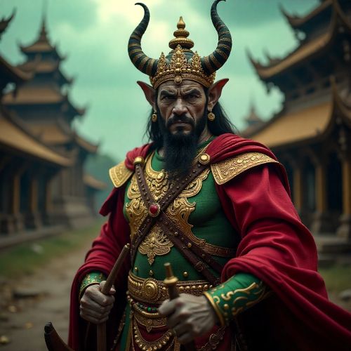 Dathagiri, the Burmese ten-headed demon king from the Yama Zatdaw