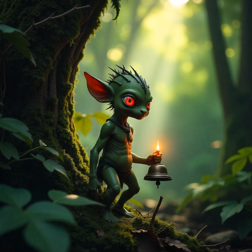 Eloko in the dense Congo rainforest at dusk