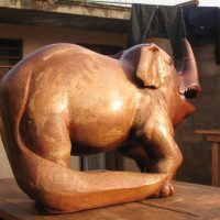 Mythlok - Emela Ntouka wood carving Wooden Carving of the Mbuti & Twa monster Emela Ntouka