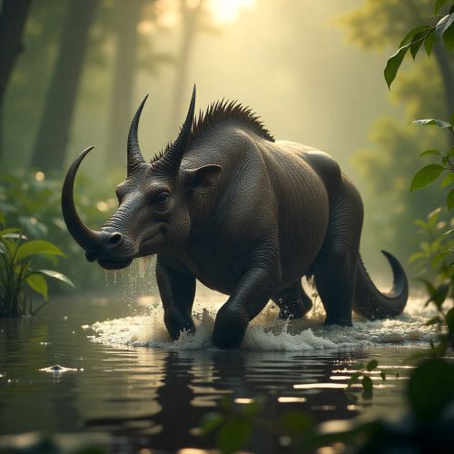 Emela Ntouka emerging from a misty Congo Basin swamp at dawn