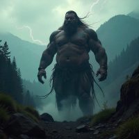 Mythlok - Enumclaw Enumclaw, the Coast Salish spirit of thunder, portrayed as a massive storm-being rising from dense, rolling clouds.