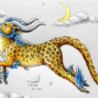 Painting of the Chinese Wind spirit Fei Lian