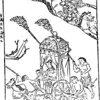 Traditional drawing of the Chinese water god Gonggong