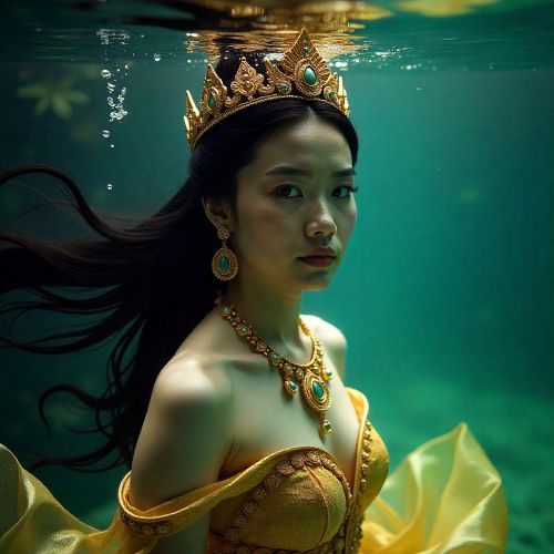 portrait of Neang Maccha, the Golden Mermaid of Cambodian mythology.