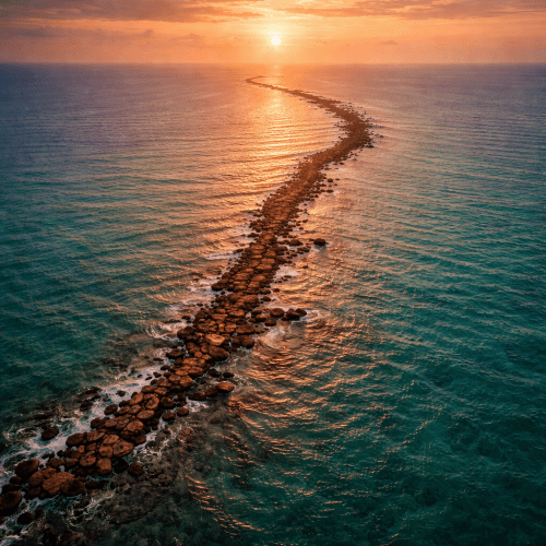 Sunset over Ram Setu's serene waters