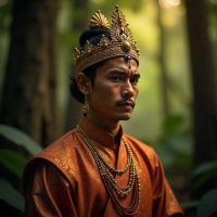 Seri Rama from Hikayat Seri Rama, depicted as a noble Malay prince with golden skin