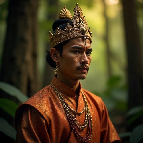 Seri Rama : The Legendary Hero of the Malay World Seri Rama from Hikayat Seri Rama, depicted as a noble Malay prince with golden skin