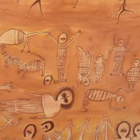 A traditional cave painting depicting the Rainbow Serpent Wunggurr