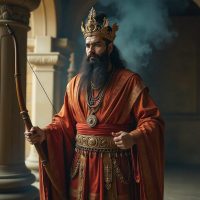 Yama (Burmese Rama) standing in traditional Burmese royal attire