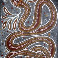 Traditional painting of Yurlungur, the Rainbow serpent