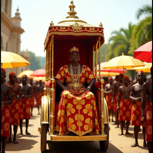 Akwasidae Festival in Kumasi, Ghana: the Asantehene carried in a palanquin