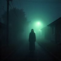 Mythlok - Betobeto-san Betobeto-san, the invisible footsteps yokai, visualized as a translucent humanoid figure